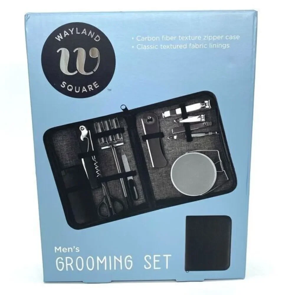 Men’s Grooming 10 Piece Set New Travel Case Comb, Razor,